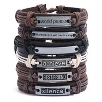 New Simple Braided Letter Band Leather Bracelet main image 1