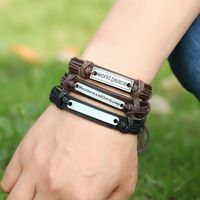 New Simple Braided Letter Band Leather Bracelet main image 6