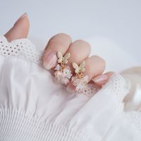 Korean Style Crystal Diamond Butterfly Earrings main image 5