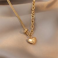Fashion Splicing Chain Peach Heart Pendent Alloy Necklace main image 2