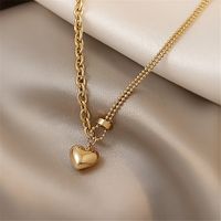 Fashion Splicing Chain Peach Heart Pendent Alloy Necklace main image 3