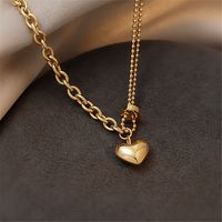 Fashion Splicing Chain Peach Heart Pendent Alloy Necklace main image 4