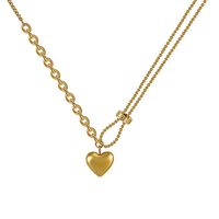 Fashion Splicing Chain Peach Heart Pendent Alloy Necklace main image 6