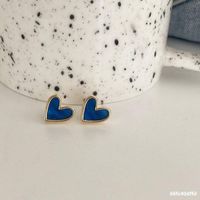 Simple Style Blue Heart Shape 925 Silver  Earrings main image 3