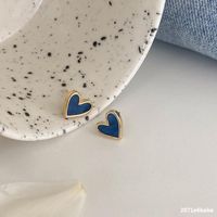 Simple Style Blue Heart Shape 925 Silver  Earrings main image 4