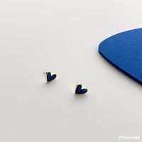 Simple Style Blue Heart Shape 925 Silver  Earrings main image 6