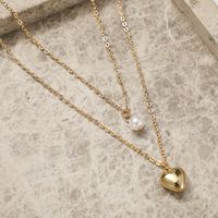 New Retro Pearl Heart Pendent Multi-layer Alloy Necklace main image 5