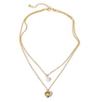 New Retro Pearl Heart Pendent Multi-layer Alloy Necklace main image 6