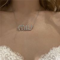 Collar De Cadena Fina De Diamantes De Imitación Con Letra De Nueva Moda main image 8