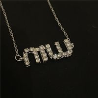 Nouveau Collier De Chaîne Fine En Strass De Lettre De Mode main image 4