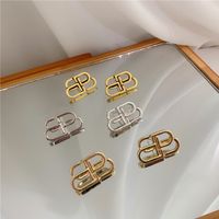 Retro Metal Texture Brass Letter B Earrings main image 4