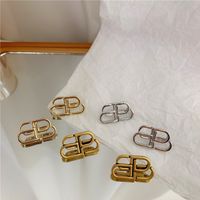 Retro Metal Texture Brass Letter B Earrings main image 5