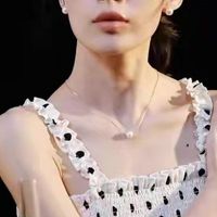 Einfache 14k Edelstahl Single Perle Anhänger Halskette main image 4