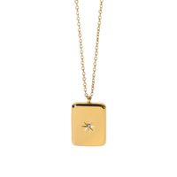 New 18k Gold Stainless Steel Zircon Star Pendant Necklace main image 6