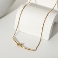 New Fashion 14k Gold-plated Stainless Steel Knotted Necklace main image 5