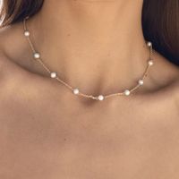 New 18k Gold-plated Stainless Steel Pearl Chain Necklace main image 1