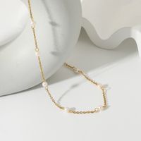 New 18k Gold-plated Stainless Steel Pearl Chain Necklace main image 4