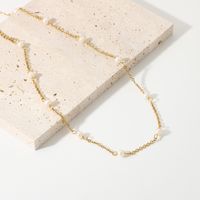 Nuevo Collar De Cadena De Perlas De Acero Inoxidable Chapado En Oro De 18k main image 5