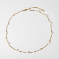 New 18k Gold-plated Stainless Steel Pearl Chain Necklace main image 6
