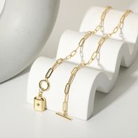 Fashion 14k Gold Plated Copper Square Eight-pointed Star Ot Buckle Necklace main image 4
