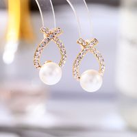 Fashion Pearl Cross Diamond Stud Earrings Wholesale main image 3