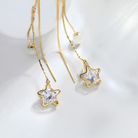 Fashion Opal Star Tassel Copper Earrings Wholesale main image 3