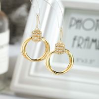 Simple Circle Crystal Copper Earrings Wholesale main image 1