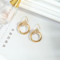 Simple Circle Crystal Copper Earrings Wholesale main image 3