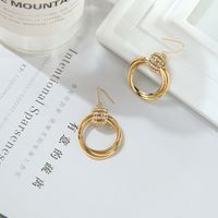 Simple Circle Crystal Copper Earrings Wholesale main image 5