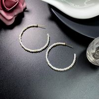 Simple Fashion Retro Pearl C-shaped Copper Earrings main image 4