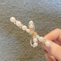 Korean Style Imitation Pearl Bow Diamond Hairpin main image 1