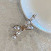 Korean Style Imitation Pearl Bow Diamond Hairpin main image 5