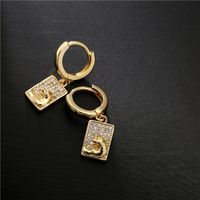 Fashion Copper Micro-inlaid Zircon Geometric Shape Leopard Earrings main image 3