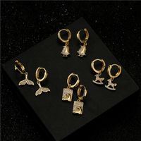 Fashion Copper Micro-inlaid Zircon Geometric Shape Leopard Earrings main image 4