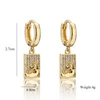 Fashion Copper Micro-inlaid Zircon Geometric Shape Leopard Earrings main image 5