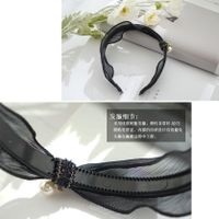 Retro Metal Chain Gauze Wave Fabric Knotted Headband main image 5