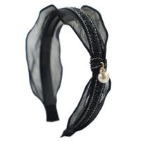 Retro Metal Chain Gauze Wave Fabric Knotted Headband main image 6