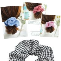 الكورية منقوشة نسيج القطن واسعة الحواف الشعر Scrunchies main image 1