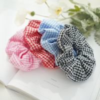 Korean Plaid Cotton Fabric Wide-brimmed Hair Scrunchies main image 4