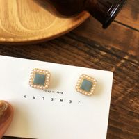 Korean Retro Fashion Square Pearl Earrings main image 5