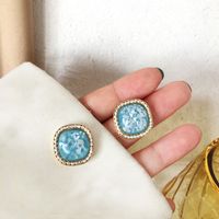 Retro Style Blue Resin Square Earrings main image 1