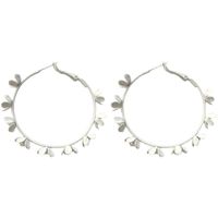 Korean Style Flower Frosted Big Circle Earrings main image 3