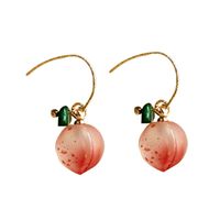 Cute Pink Peach Fruit Earrings Wholesale main image 3