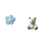 Korean Cartoon Cute Flower Bear Asymmetrical Earrings main image 6