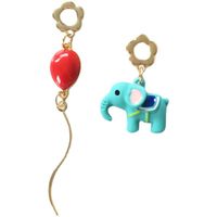 Boucles D&#39;oreilles Asymétriques Ballon Petit Éléphant Dessin Animé main image 6