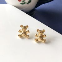 Simple Metal Three-dimensional Bear Earrings main image 1