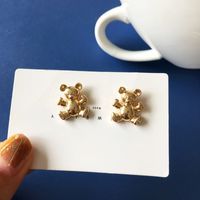 Simple Metal Three-dimensional Bear Earrings main image 3
