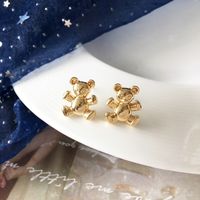 Simple Metal Three-dimensional Bear Earrings main image 4