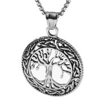 Retro Circle Hollow Tree Of Life Pendant Titanium Steel Necklace main image 6