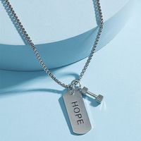 Retro Dumbbell Lettering Hope Square Pendent Necklace main image 1
